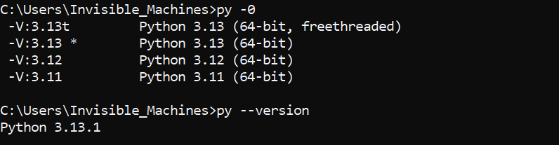 Python Versions Installed in CMD